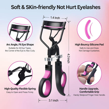 10PCS Eyelash Curler Kit, Lash Comb, Mascara Brushes, Tweezers & Refill Pads