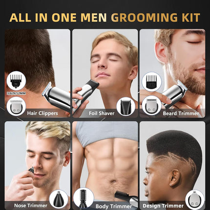 14-in-1 Beard Trimmer for Men, Cordless Waterproof Grooming Kit, 20 Length Settings