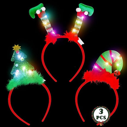 LED Christmas Headband – Reindeer Antlers & Leprechaun Hat Hair Hoop