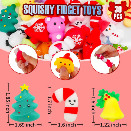 30-Pack Christmas Mochi Squishy Toys – Fun Party Favors & Stocking Stuffers