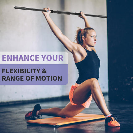58" Yoga Stick Alloy Steel Adjustable Stretching Exercise Stick Non-Slip Grip