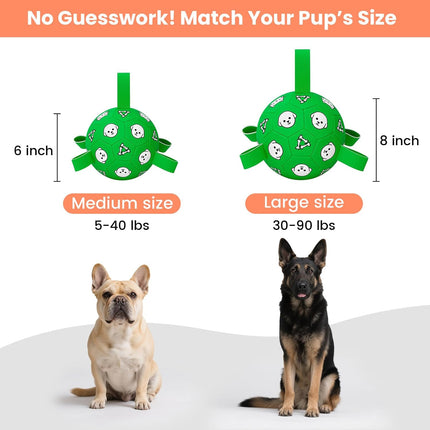Dog Soccer Ball with Straps Durable Outdoor Toy for Medium Large Dogs