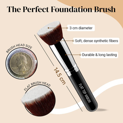 Flat Top Kabuki Brush – Premium Foundation, Liquid, Cream & Powder