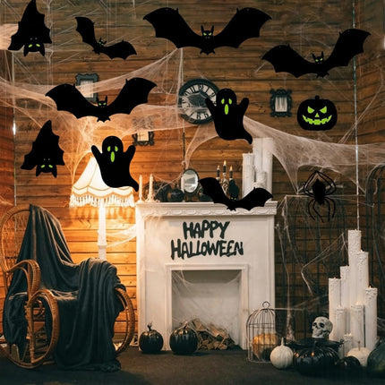 15-Piece 3D Halloween Hanging Bats, Realistic Black Flying Bat Yard & Porch Decor