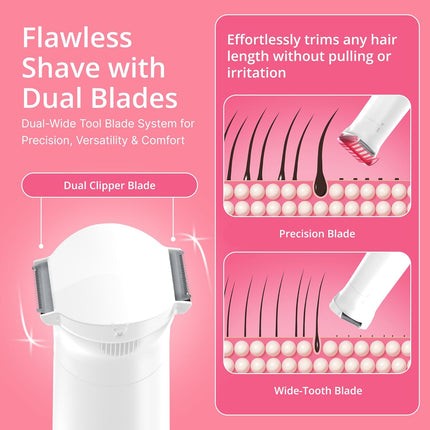 Women Bikini Trimmer Waterproof Dual Blade Sensitive Area Hair Remover