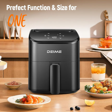 3 Qt Digital Air Fryer Compact Mini Airfryer with Touchscreen, Nonstick Basket, Black
