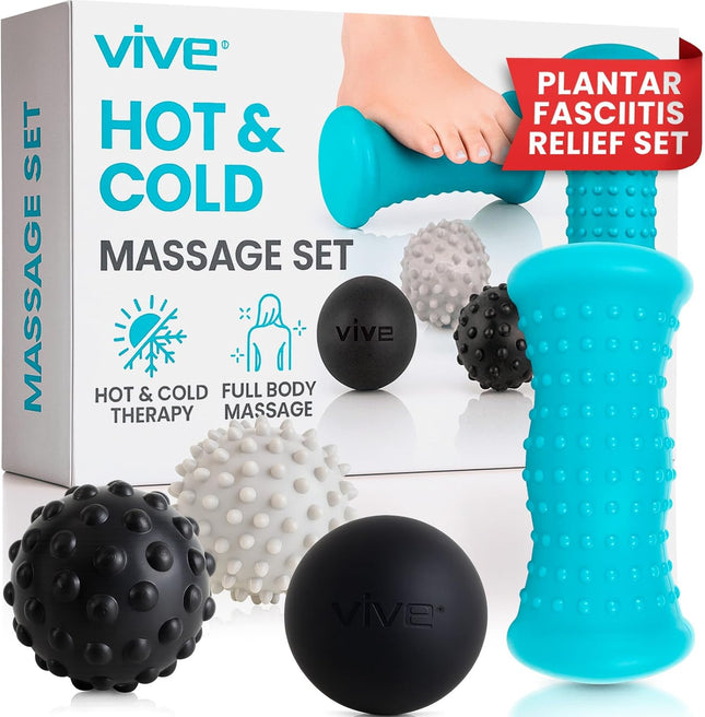 4pc Massage Ball Set Plantar Fasciitis Foot Pain Relief Hot Cold Therapy