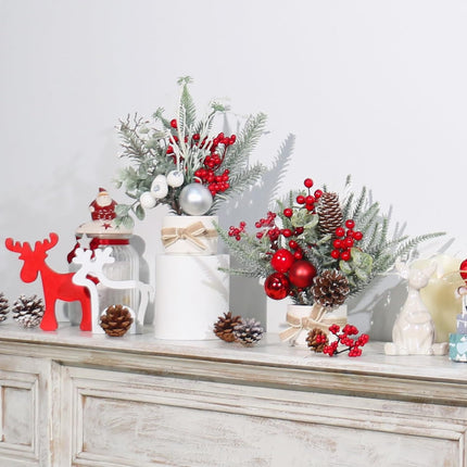 2PCS Small Christmas Trees – 11" Artificial Mini Potted Tabletop Christmas Decorations