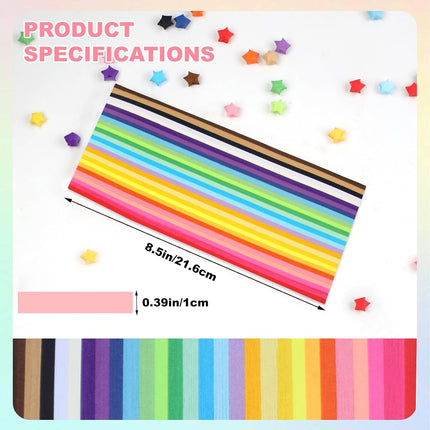 2060 Sheets Origami Star Paper Strips, 27 Colors, Double-Sided, 8.5x0.4" DIY Craft Paper