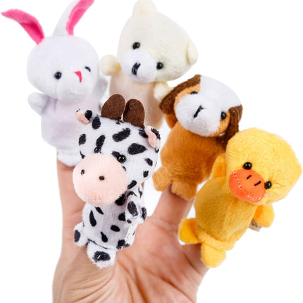 20 PCS Cartoon Animal Finger Puppets – Soft Velvet Toys for Kids & Parties