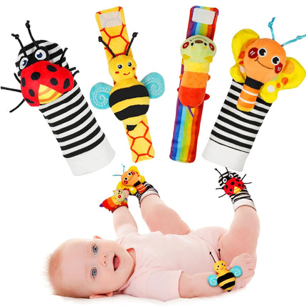 Baby Wrist Rattle Socks & Foot Finder Set – Toys for 0–12 Months