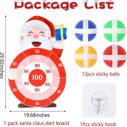 Christmas Party Game Set, Santa Claus Dart Board with Sticky Balls for Indoor Fun