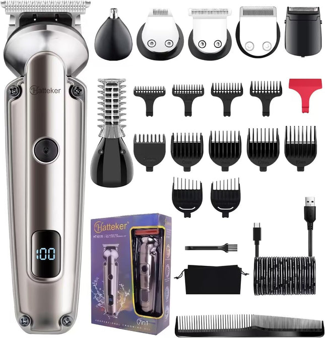 7-in-1 Beard Trimmer for Men, Waterproof Cordless Hair Clipper & Grooming Kit