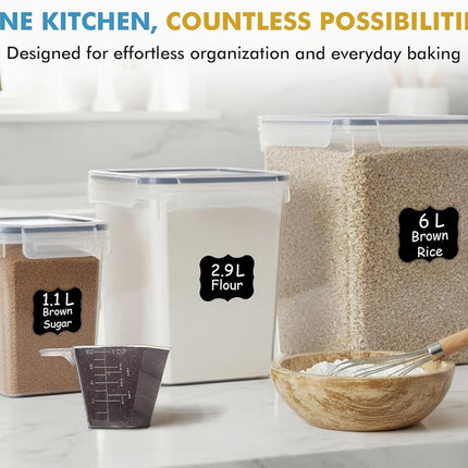 Flour & Sugar Storage Containers Set – 3-Piece, Airtight, BPA-Free for Kitchen