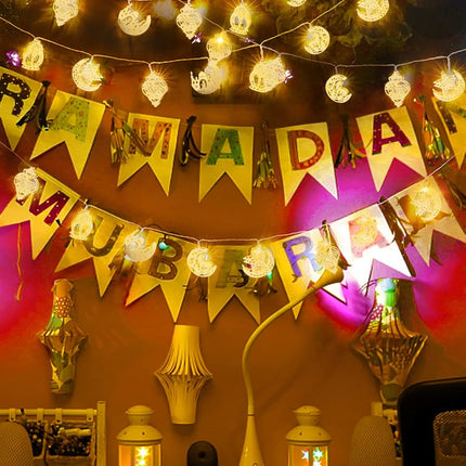 Ramadan Eid String Lights – 9.8ft, 20 LEDs with Moon, Star & Lantern Design