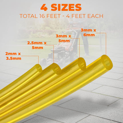 4PCS Fuel Gas Line Hose Tubing, 4 Sizes for Chainsaw Trimmer Blower Lawn Mower