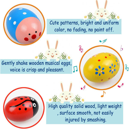 9 PCS Wooden Easter Egg Shakers – Musical Toy for Babies & Kids