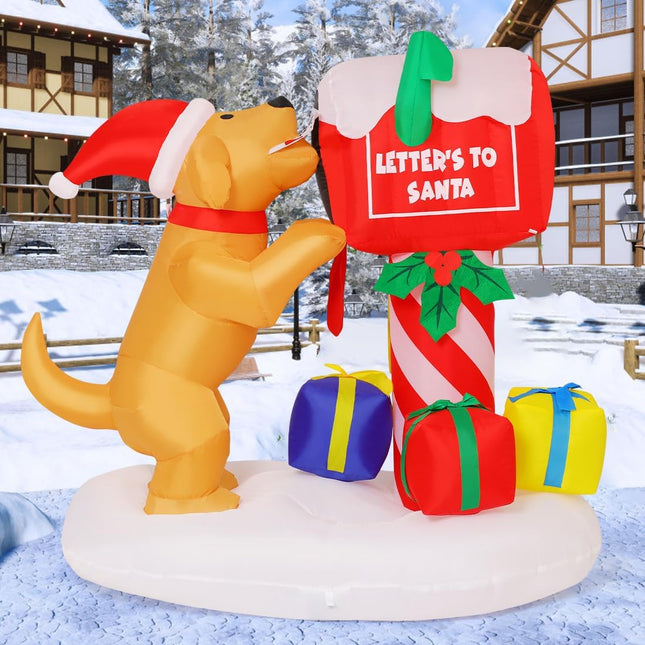 Christmas Yard Inflatable 5FT Dog and Newspaper Box Outdoor Decoration