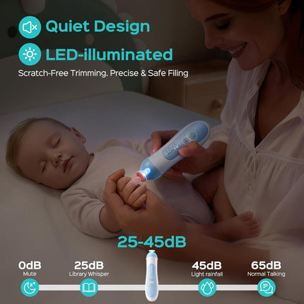 Rechargeable Baby Nail File – Electric Trimmer with 5 Speeds & 6 Heads