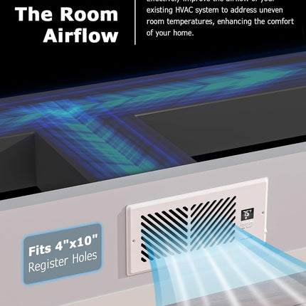 Quiet Smart Air Vent Fan for 4"x10" Registers, Remote & Thermostat