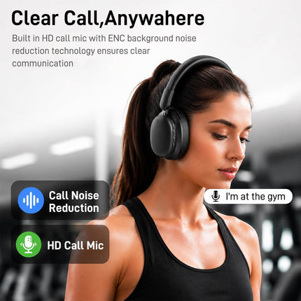 Bluetooth Over Ear Headphones 75H Playtime Wireless Headset with Mic Foldable