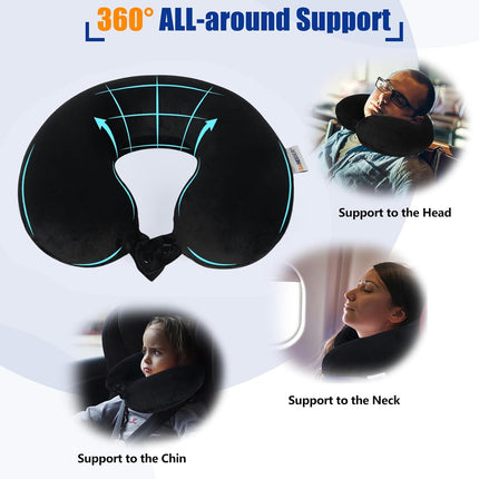Pure Memory Foam Travel Pillow – Neck Support Cushion for Airplane, Car & Office