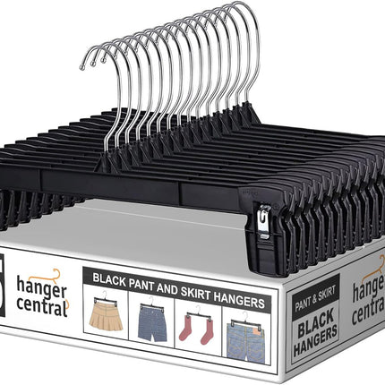 30-Pack Clothes Hangers – Non-Slip Pants & Skirt Hangers with Swivel Hook