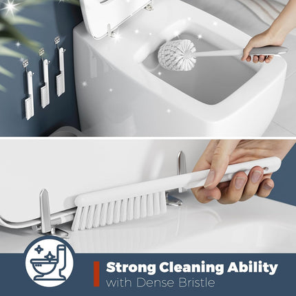 3 Pack Toilet Brush Set with Holder & Crevice Brushes for Bathroom