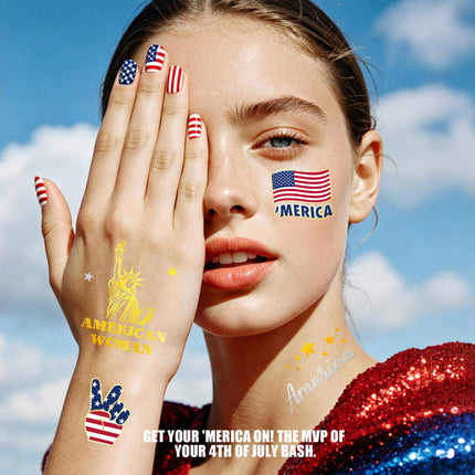 34 Styles Patriotic 4th of July Glitter Tattoo Stickers USA Party Decorations