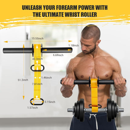 Forearm Strengthener Wrist Roller with Nylon Webbing for Grip Training