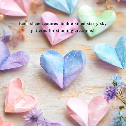 200 Sheets Origami Paper, 10 Designs, 3.74x3.74" Double-Sided Starry Sky Craft Paper