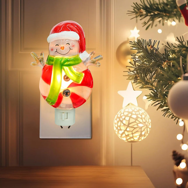 Christmas Night Light – Santa Snowman LED Plug-In for Kids Bedroom