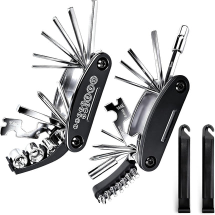 16-in-1 Bike Multi Tool Kit, Portable Bicycle Repair Tool with Hex Keys & Tire Levers