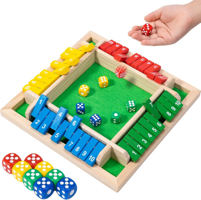 Shut The Box Board Game Wooden Dice Party Game for Family Gatherings