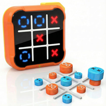 Handheld Electronic Tic Tac Toe 4-in-1 Brain Memory Puzzle Game Orange