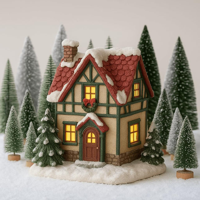 24PCS Mini Christmas Trees & Snow Blanket Set for Village & Table Decor