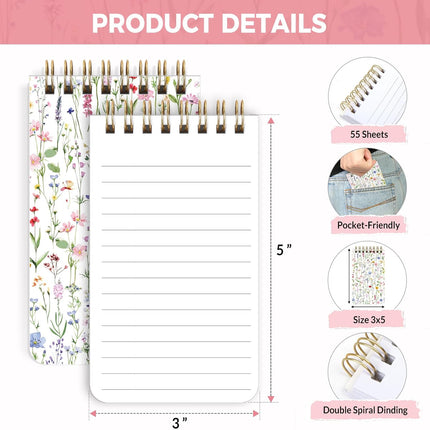 Mini Spiral Notebooks – 3x5, Aesthetic Covers, Lined Pages for Work & Nursing School