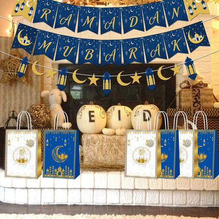 16Pcs Ramadan Mubarak Paper Gift Bags – Eid Party Favor Candy Bags for Decorations