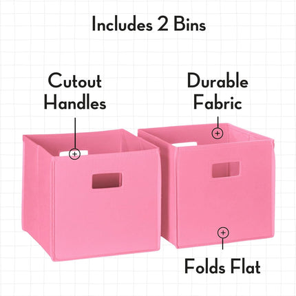 Pink Storage Bins with Handles – Foldable Closet & Bedroom Organizer, 2-Pack