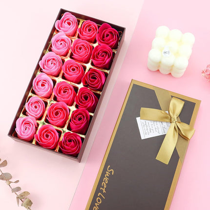 Floral Scented Rose Bath Soap Set: 18 PCS Pink Petals with Essential Oils for Her