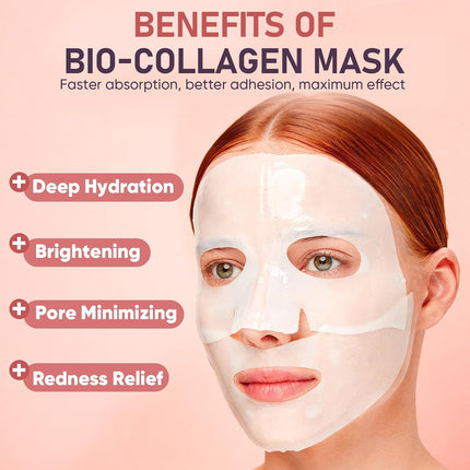 Bio-Collagen Hydrogel Face Masks 8ct, Hydrating Soothing Overnight Korean Skincare