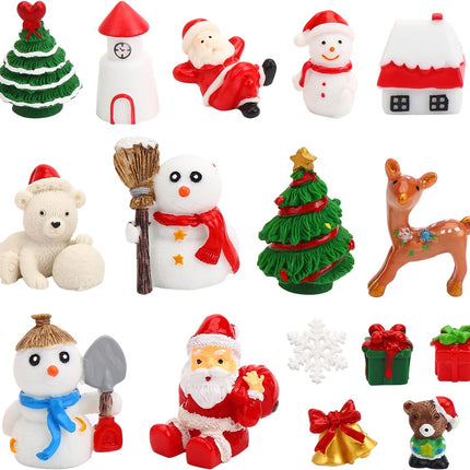 40 PCS Christmas Miniature Figurines Resin Santa Snowman Elk DIY Crafts