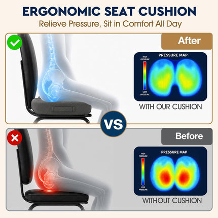 Memory Foam Seat Cushion for Office Chair Car Seat & Long Sitting Relief