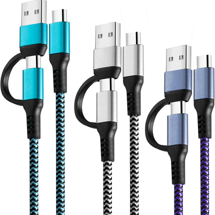 3 Pack USB C to C Cable 60W Fast Charging Cord 6FT for Samsung MacBook