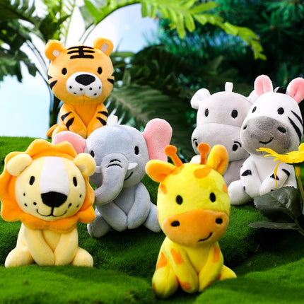 6 PCS Mini Jungle Animal Plush – 4” Stuffed Toys for Gifts & Party Decor