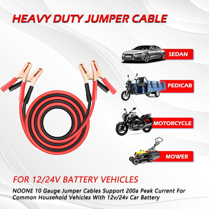 Car Jumper Cables – 10-Feet, 10-Gauge, Heavy Duty Automotive Booster for Weak Batteries