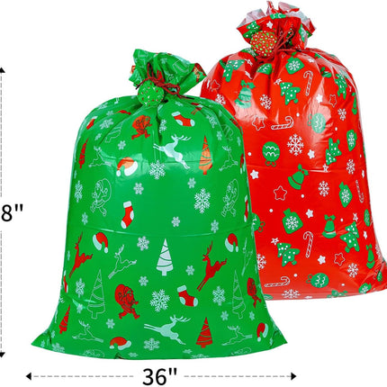 2PCS Large Christmas Santa Gift Sacks 48x36 Inch Jumbo Holiday Gift Bags