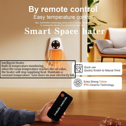 Smart Plug-in 450W Portable Electric Space Heater with Adjustable Thermostat
