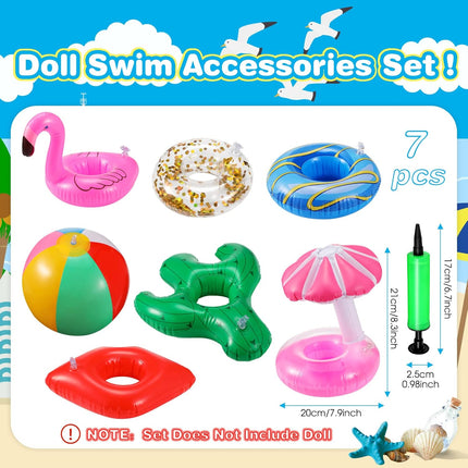 6 Pcs Pool Floaties for 11.5" Girl Dolls – Swim Accessories & Party Ring Coasters