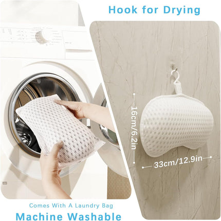 Bathtub Bath Pillow 4D Mesh TPE Neck & Back Support, 3 Suction Cups & Hook